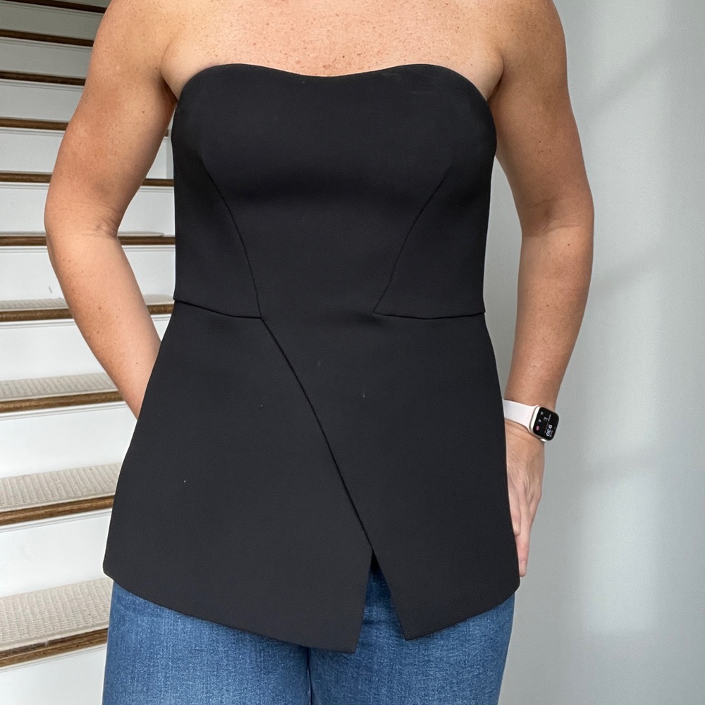 Whistles black bustier asymmetrical strapless top Size 8 (US)